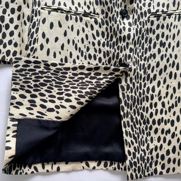 Emerson Fry Wing Tip Linen Jacket Leopard Size 4 NEW Cream Black - Picture 6 of 12